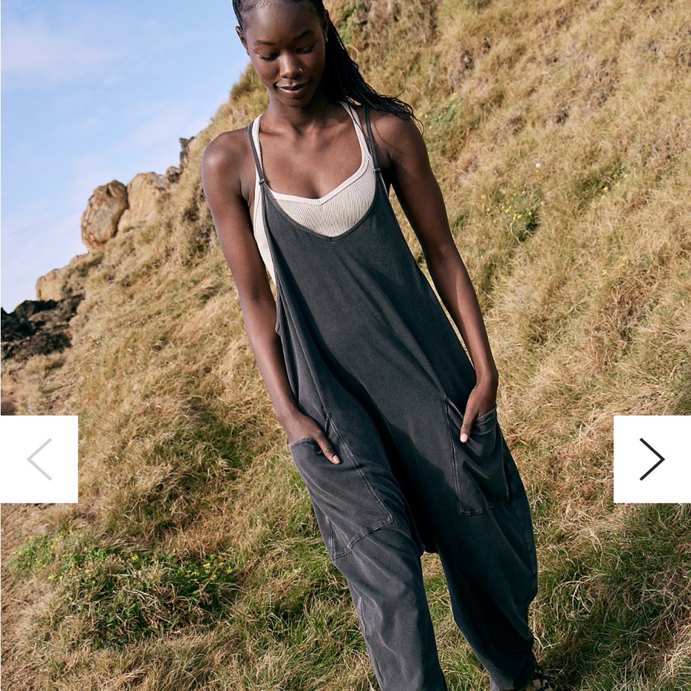 Free People Washed Black Utility Jumpsuit
